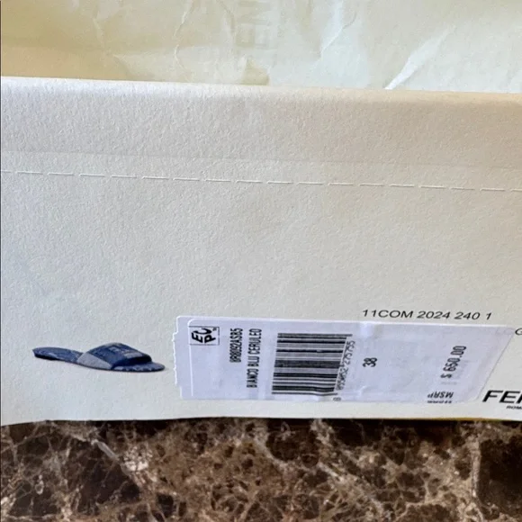 Fendi denim logo sandals flats slides blue striped canvas sz 38 - Picture 7 of 9